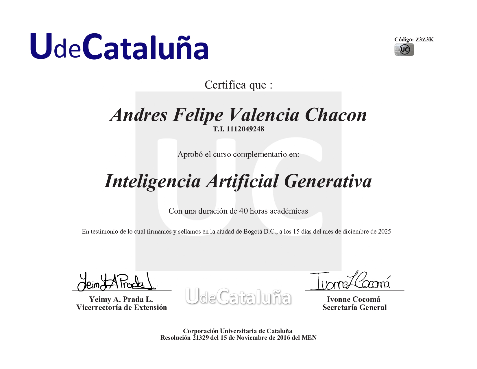 Certificado de Oro