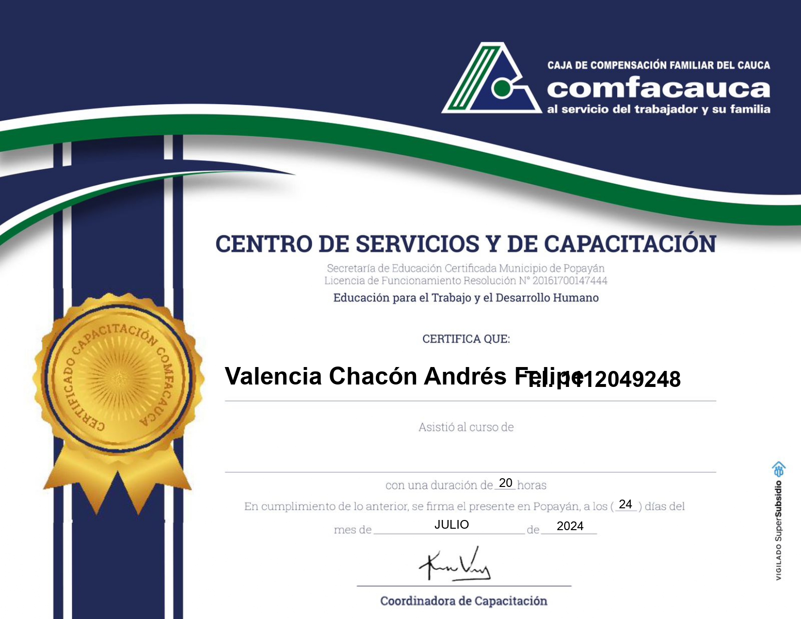 Certificado Profesional