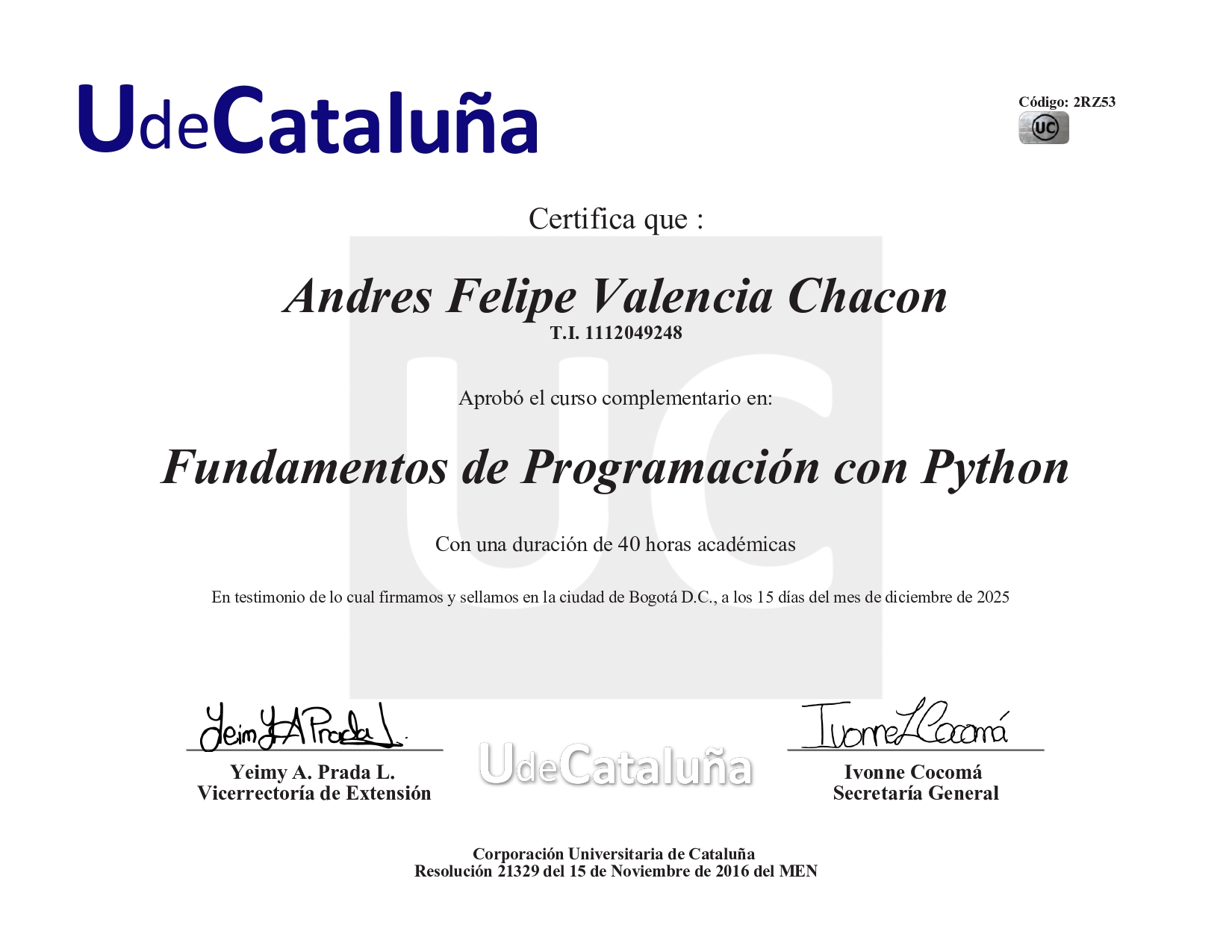 Certificado de Oro